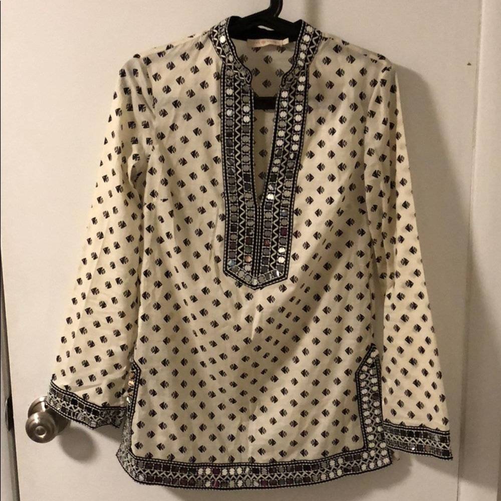 Tory Burch Kingfish Printed Sequined Tunic